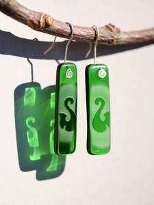 Hei Matau Signature Earrings in Bright Green