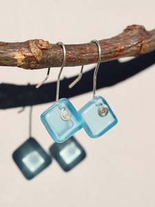 Diamond Earrings in Bombay Blue