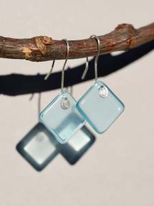 Diamond Earrings in Bombay Blue