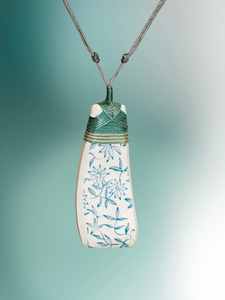 Crown Lynn Blue Garland Ceramic Pendant