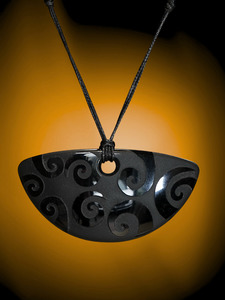 Half Rounds: Koru Pendant in Bailey's Black
