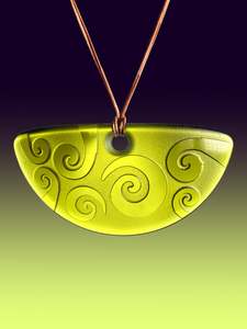 Half Rounds: Large Koru Pendant in Warm Green