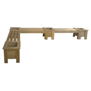 Planters: L-SHAPE EXTENDED Corner Planter Boxes + Seat Combo
