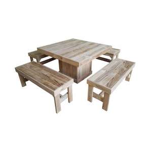 Wine & Dine - Setting - Table & 4x Benches