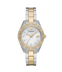 Emporio Armani - Three Hand Two Tone Stainless Steel Ladies Watch