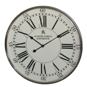 Barometers: Wall Clock - Nickel Bezel Clock With Glass Face