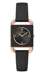 Furla - Arco Rose Gold Black Leather Watch