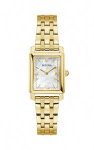 Bulova: Bulova - Ladies Mother Of Pearl Face Gold Watch