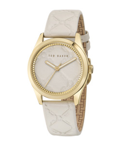 Ted Baker - Coolly Gold Cream Embossed Leather Watch