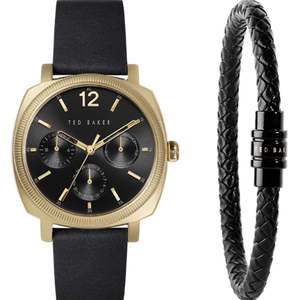 Ted Baker: Ted Baker - Box Set Black Leather Watch and Bracelet