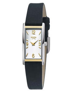 Boccia: Boccia - Rectangle Titanium Watch With Black Strap And Two Toned Dial