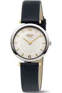 Boccia: Boccia - Two Toned Ladies Titanium Watch Black Leather Strap