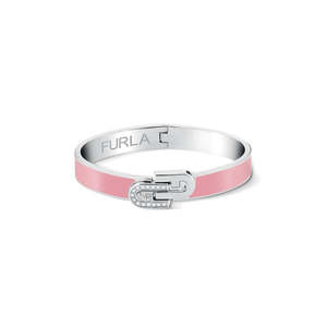Furla Jewellery: Furla Jewellery - Pink Enamel/Silver Double Arch Bangle
