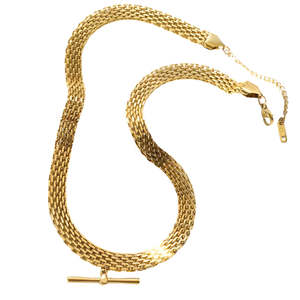 Queen Of Foxes: Queen Of The Foxes - Mesh Fob Necklace Gold Plate