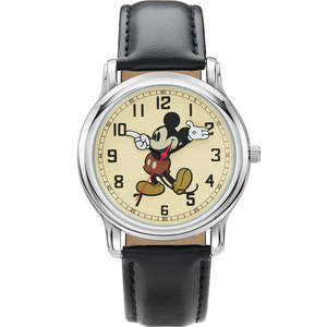 Disney - Prime Mickey Mouse Watch Black Leather Strap