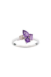Our Biggest Karen Walker Sale Ever: Karen Walker Rock Garden Mini Ring - Silver, Amethyst