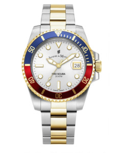 Jacques Du Manoir: Jacques Du Manoir - Pro Scuba 43 Two Tone With Blue & Red Bezel