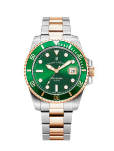 Jacques Du Manoir - Pro Scuba 43 Green, Silver & Rose Toned Watch