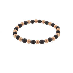 Diva - Luce Bracelet Sterling Silver Rose Gold Plated And Onyx