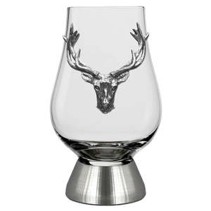 Crystal Living: English Pewter Company - The Glencairn Whisky Glass With Pewter Base and Stag Head 200ml