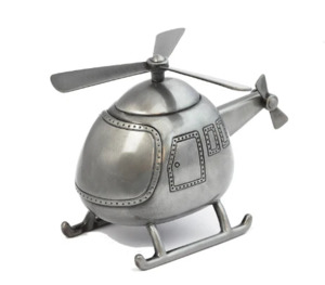 Baby Gifting: Money Box - Pewter Helicopter