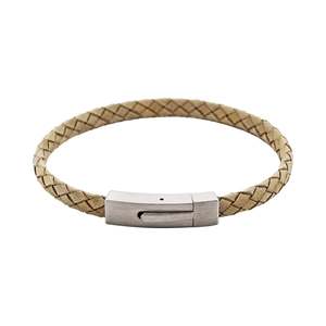 Him: Cudworth - Braided Suede & Steel Calabria Bracelet, 21.5cm x 6mm, Stone