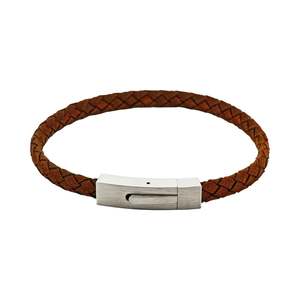 Cudworth - Braided Suede & Steel Calabria Bracelet, 21.5cm x 6mm, Brown