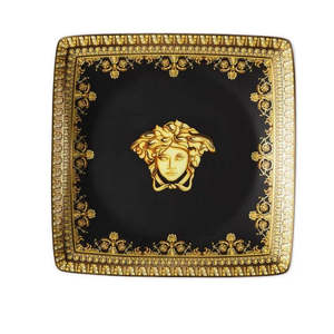 Versace: Versace - Medusa Black & Gold Baroque Nero Square Trinket Dish