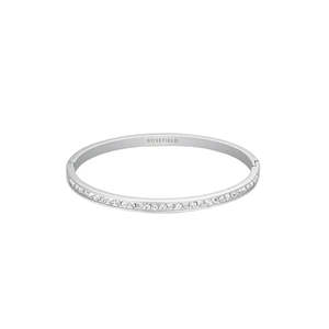 Rosefield Jewellery: Rosefield Jewellery - Channel Set Crystal Bangle Silver