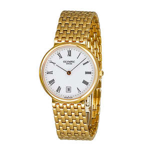 Olympic Watches Clocks: Olympic - Men's Swiss Classic Gold Watch