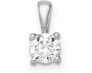 Brent Weatherall Jewellery: Brent Weatherall Jeweller - 9ct White Gold Lab Grown Round Brilliant Cut 4X Claw Set Pendant 0.75ct F VS