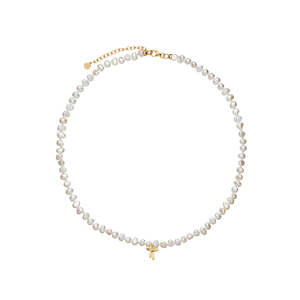 Her: Karen Walker Petite Bow With Pearls Necklace - Yellow Gold Plate