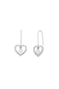 Her: Karen Walker - Flaming Heart Earrings with Fresh Water Pearls Silver