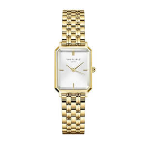 Her: Rosefield Watch - Octagon Extra Small White Dial Gold Strap Watch