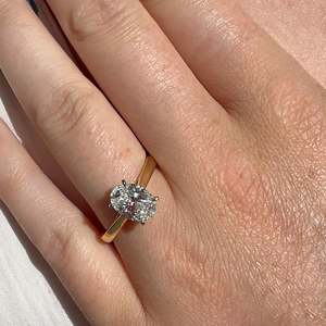 Lab Diamonds: BWJ - 18ct Yellow Gold & Platinum 4X Claw 1.56ct Lab Grown Certificated Oval Diamond Solitaire Ring