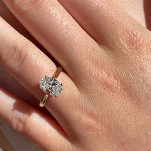 BWJ - 9ct Two Tone Certificated 1.50ct Oval Lab Grown 4X Claw Set Solitaire Ring