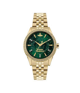 Vivienne Westwood: Vivienne Westwood - Little Wallace Watch Green Dial Gold Case