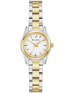 Her: Bulova -  Ladies Surveyor Mini White Dial Two Tone Bracelet