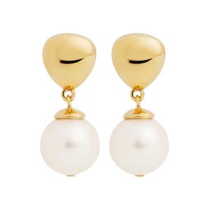 Her: Najo - Freshwater Pearl Drop Earrings In Yellow Gold
