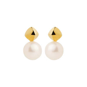 Najo - Yellow Gold Plated Earrings With Freshwater Pearl