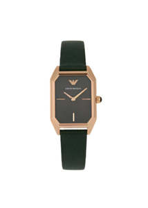 Emporio Armani - Women's Two-Hand Green Leather Watch