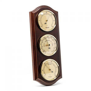 Barometers: Fischer - Weather Station Brass & Mahogany