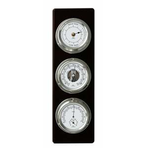 Fischer - 3 In 1 Weather Station Black Wood With Silver Detail