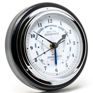 Barometers: Fischer - Tide & Time Clock Black Wood