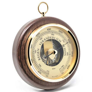 Barometers: Fischer - Barometer Walnut & Brass