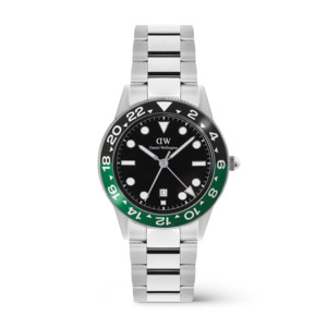 Daniel Wellington - Iconic GMT Link Black Green Ceramic Bezel Silver