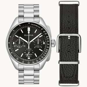 Bulova: Bulova - Black Dial Stainless Steel Lunar Pilot Watch
