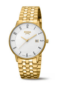 Boccia: Boccia - Gold Plated Titanium/White Dial
