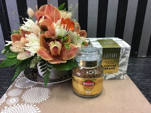 Coffee Indulgence Arrangement, prices from. Briar Rose Flowers