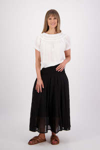 Parson Black Linen Skirt